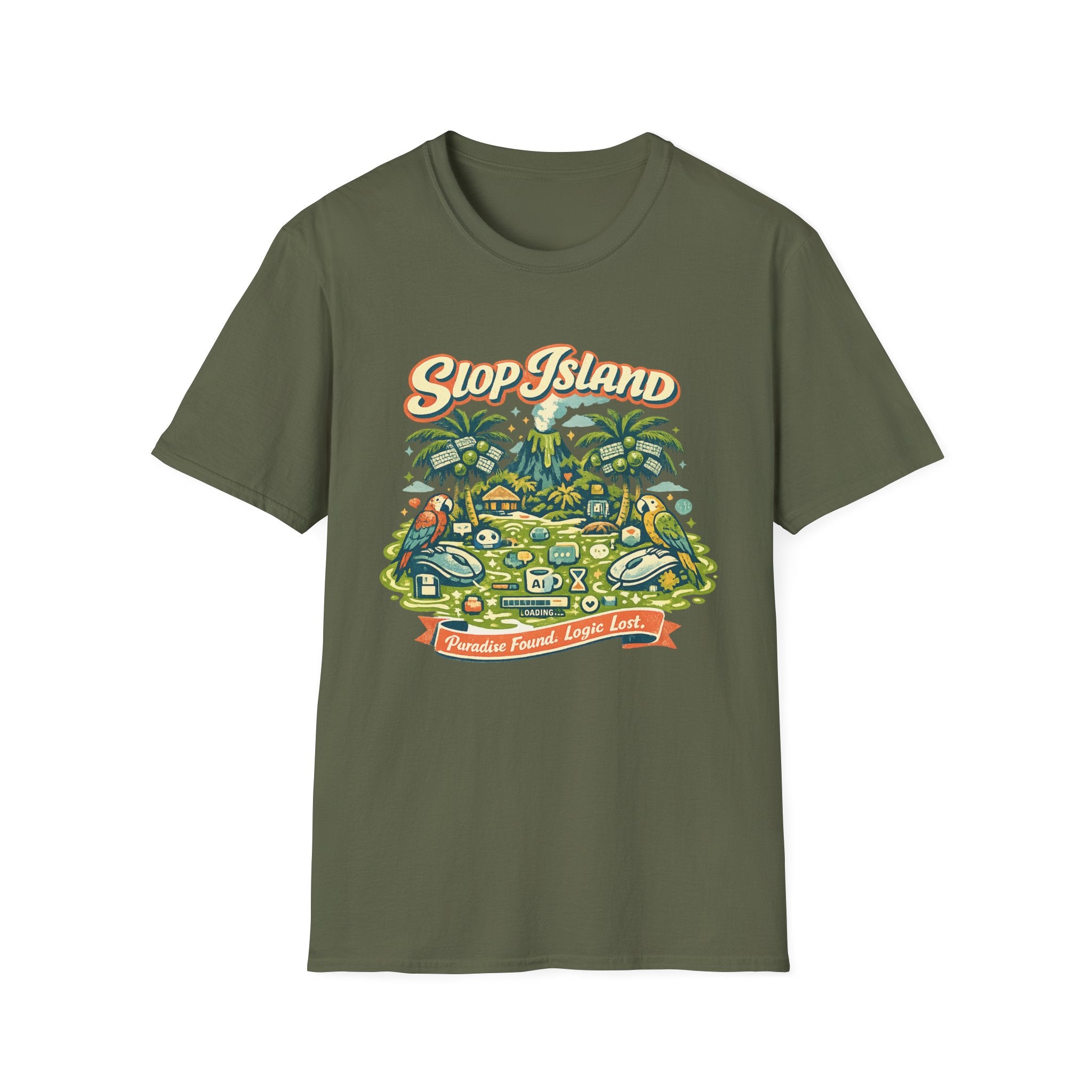 Slop Island Retro Tropical Graphic T-Shirt
