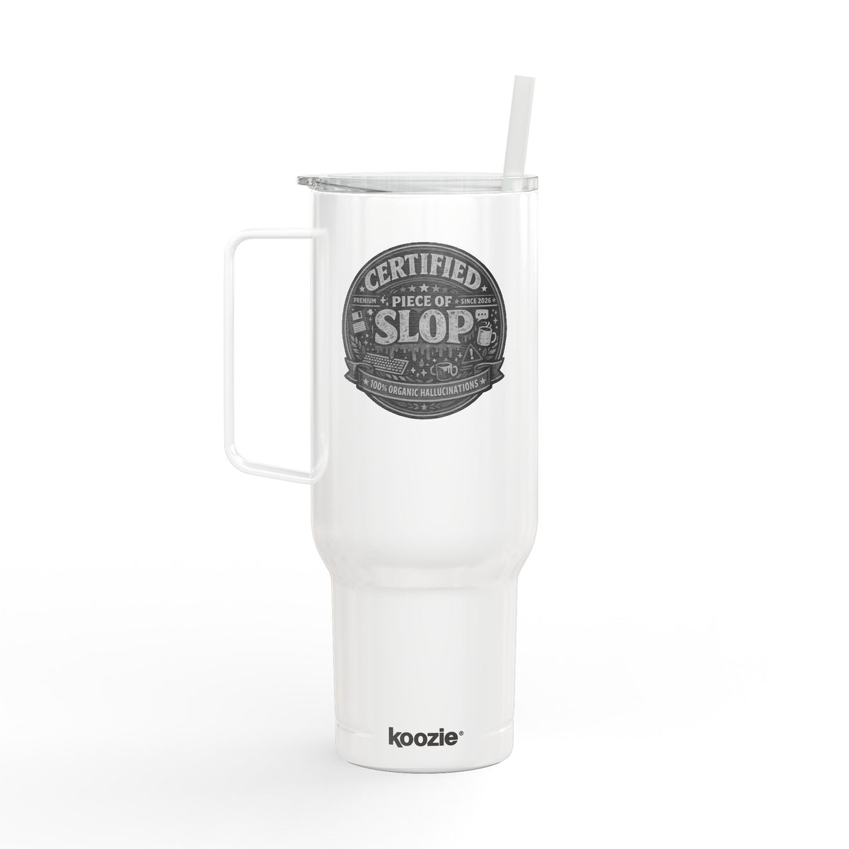 40oz Engraved Insulated Tumbler - "Certified Piece of Slop" Travel Mug with Lid & Straw