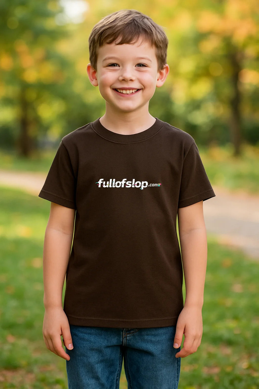 FullofSlop.com AI slop T-shirt shown as a premium unisex graphic tee for AI enthusiasts, prompt engineers, and professional sloppers.
