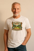 Camp Slop graphic T-shirt featuring a playful AI slop design, shown as a casual unisex tee made from soft cotton.
